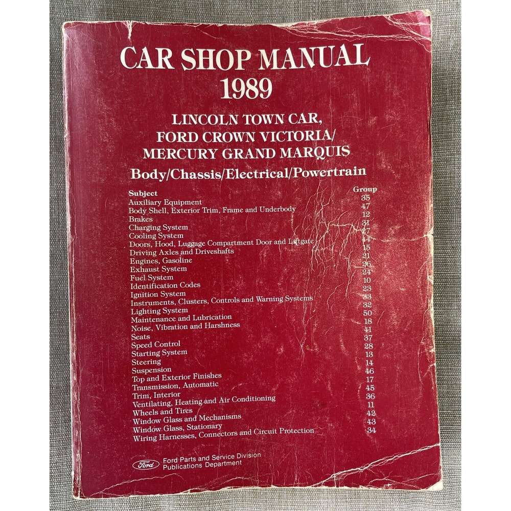 1989 LINCOLN TOWN CAR FORD CROWN VICTORIA Service Shop Repair Manual OEM 89